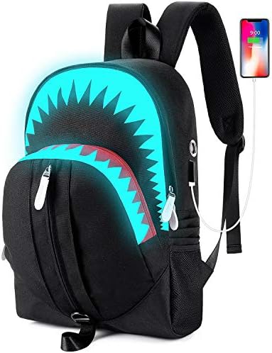 MCWTH Shark Backpacks for Teen Boys, Cool Kids Backpack for School Bookbags (Glow)