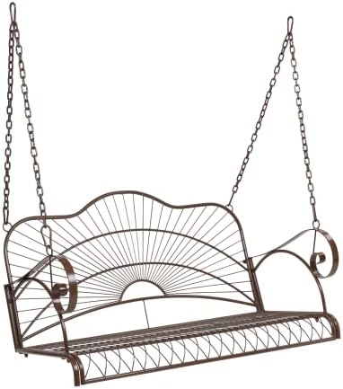 VINGLI Heavy Duty Metal Porch Swing, 660 LBS Outdoor Swing Bench, Curved
