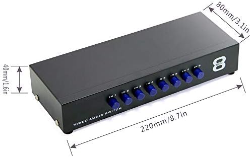 Panlong 8-Way AV Switch RCA Switcher 8 in 1 Out Composite Video L/R Audio Selector Box for DVD STB Game Consoles