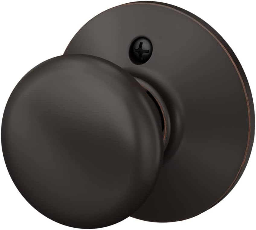 Schlage Plymouth Bed/Bath Privacy Door Knob with Lock, Satin Nickel | Interior bedroom or bathroom door knob with push button lock, Easy to install, Certified durability, Universal fit