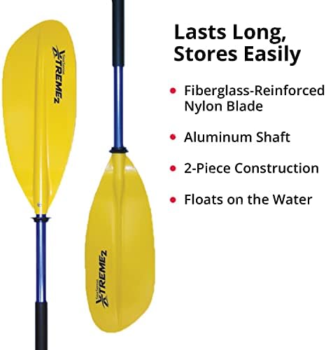 SeaSense Xtreme 2 Kayak Paddle, 96” - Fiberglass Reinforced Nylon Blades, 2-Piece Construction - Great for Sport, Sea, Whitewater, Recreational & Fishing Kayaking