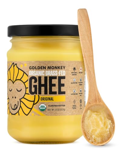 GOLDEN MONKEY Organic Ghee Butter – Grass Fed Clarified Butter for Cooking, Baking