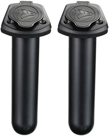 2 Pack Kayak Deck Flush Mount Fishing Rod Holders and Cap Cover for Boat, Canoe and Tackle Accessory Tool