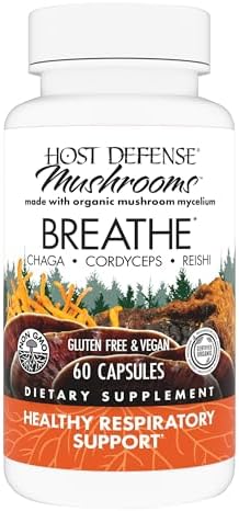 Host Defense Breathe* Capsules - Immune & Respiratory Support Mushroom Supplement - Herbal Lung Health Supplement with Chaga, Reishi & Cordyceps - 30 Capsules (15 Servings)*