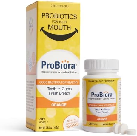 ProBiora Oral Probiotics for Teeth and Gums | Dental Probiotics for Improved Oral Health | Bad Breath Treatment for Adults | ProBiora3 Patented Probiotic Blend | Tooth Whitening | 30 Mint Tablets