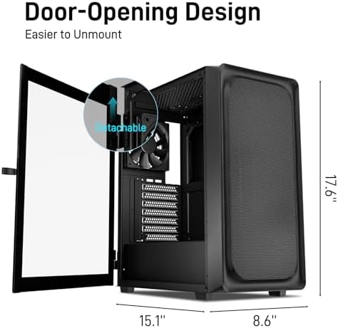 DARKROCK EC2 ATX Mid Tower Gaming Computer PC Case, Type-C Ready | Supports 50 Series Graphics Cards, Tempered Glass Side Panel