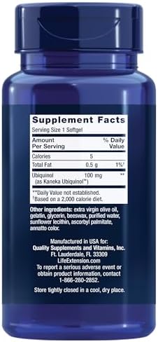 Life Extension Super Ubiquinol CoQ10, Heart Health Supplement, Cell Energy, oxidative Stress Defense, Maximum Absorption, 100 mg, Non-GMO, Gluten-Free