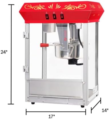 Great Northern Popcorn Company 6100 8 ounce Foundation Red Antique Style Popcorn Popper Machine, Red Floral, Counter-top Popper Machine