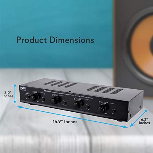 Pyle 4 Channel Speaker Selector Switch - Multi Zone A B Speaker Distribution Controller Box w/Independent Audio Source Volume Control