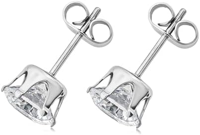 2 Piece Set Crystal Solitaire Earrings Pendant Necklace 18 Inches in Steel