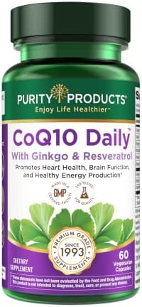 Purity Products CoQ10 Daily Super Boost with Ginkgo and Resveratrol from Supports Healthy Energy Levels and Healthy Brain Function - 60 Vegetarian