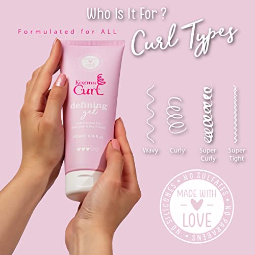 Defining Gel – Lightweight Soft Hold Curly Hair Gel for Frizz Control & Humidity Protection, Non-Crunchy Curl Styling Gel for Curly & Wavy Hair