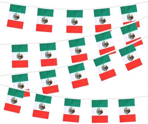 Nicaragua String Flags Banner Mini Small Nicaraguans Flag Bunting Patriotic Hanging Decor,National Holiday, Sports Game, Fiesta & Themed Party,18 Feet 20 Flags