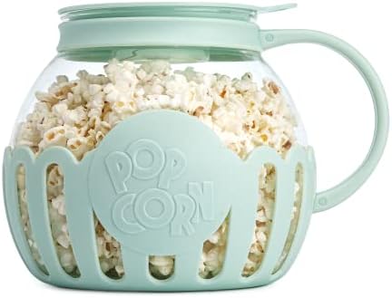 Ecolution Patented Micro-Pop Microwave Popcorn Popper with Temperature Safe Glass, 3-in-1 Lid Measures Kernels and Melts Butter, Made Without BPA, Dishwasher Safe, 3-Quart, Red