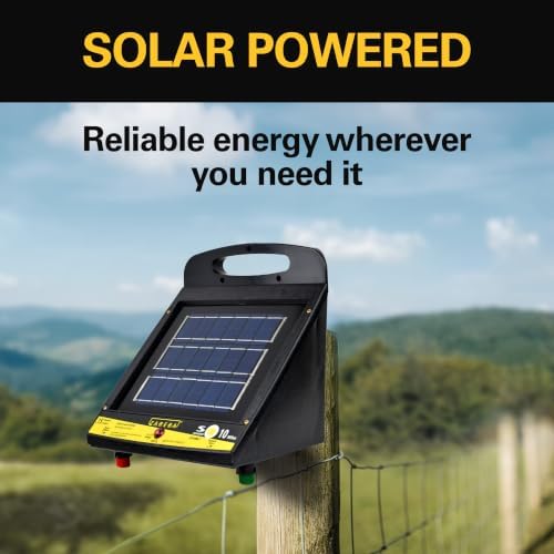 Zareba 10 Mile Solar Powered Low Impedance Electric Fence Charger | Contain Cattle, Horses, Goats, & Livestock, 0.15 Output Joules