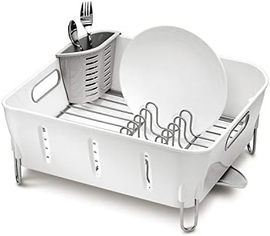 simplehuman Compact Dish Rack, White Plastic