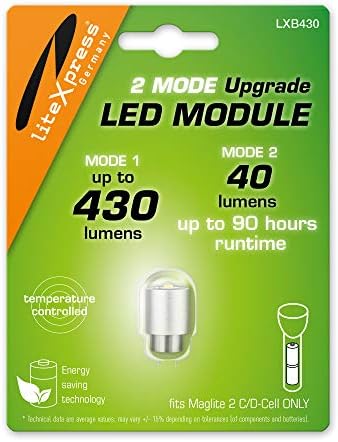 LXB430 2 Mode LED Upgrade Module 430 or 40 Lumen Only for 2 C/D Cell Maglite Torches