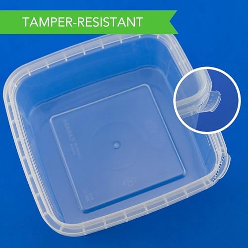 NYHI 32 oz 20 Pack Square Clear Deli Containers with Lids Disposable BPA Free Square Plastic Food Storage Containers with Lids Airtight for Meal
