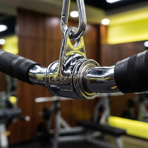 Lat Bar Cable Machine Attachment, Curl Pulldown Bar with Full Rotation and Rubber Handle for Gym, Strength Workout, Body Training, Muscle Building