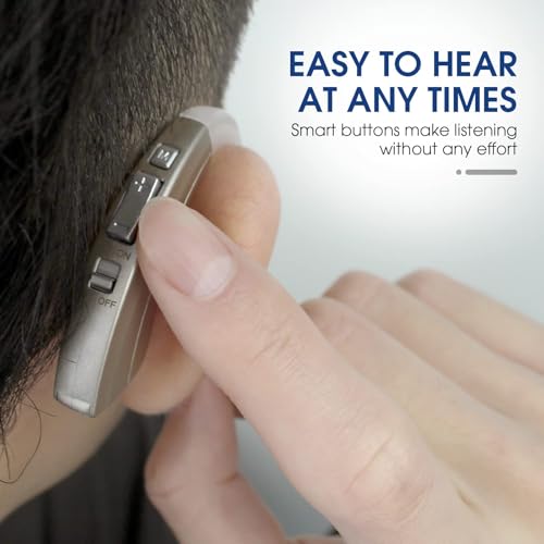 Britzgo BHA-220D Silver Hearing Amplifier, Modern and Fashion Designed Adjustable Tube to Fit Both Ears, Silver/Gray