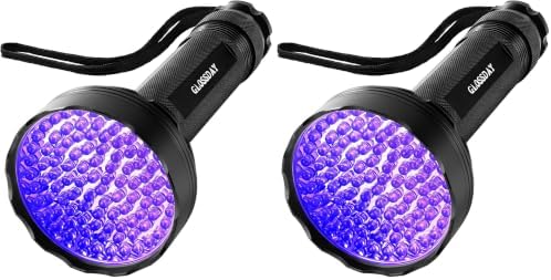GLOSSDAY Blacklight Flashlight,128 LED UV Flashlights, Upgraded Bright Ultraviolet Flashlight Professional Black Light for Dog/Cat, Hunting Scorpions