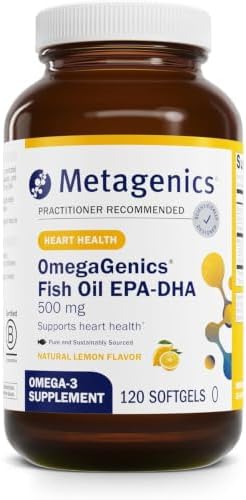 Metagenics OmegaGenics EPA-DHA 500 - High Potency Fish Oil Supplement for Cardiovascular Health* - Sustainably Sourced & Purity Tested - Non-GMO & Gluten-Free - 120 Softgels