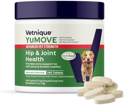 YuMOVE Dog Hip & Joint Supplement, Regular Strength 60 Chewable Tablets | ActivEase Green Lipped Mussel, Glucosamine for Dogs, Hyaluronic Acid & Omega 3 Joint Supplement, NASC Certified