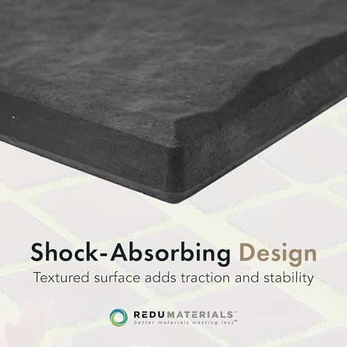TierraVerde Faux Stone Square Stomp Stones, 12"x12", Black, 10-Pack | Durable Rubber Stepping Stones for Landscaping, Gardening & Walkways