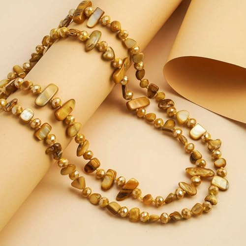SHOP LC DELIVERING JOY Shell Chips Glass Beaded Necklace for Women Jewelry for Women Size 47" Birthday Gifts