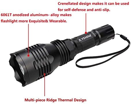 CREE Red Hunting Light Tactical Flashlight, 250 Yards | Hunting Light for Coyote Hog Varmint Predator, Night Beam Rifle Hunting, Pressure Switch