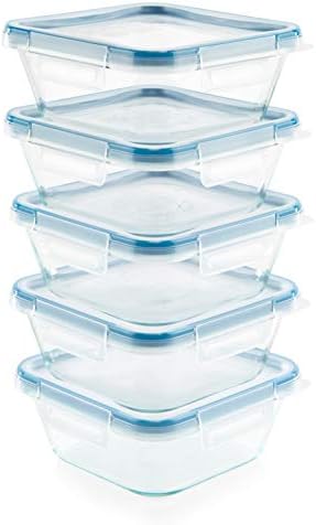 Snapware Glass Total Solutions (12-Pack) Food Storage Containers Set | Airtight & leakproof plastic locking BPA-free lids, freezer, dishwasher, microwave safe
