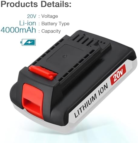 Upgraded 2 Pack 4.0Ah 20v Max LBXR20 Replace Battery for Black and Decker Replacement Weed Eater Battery LBX20 LBX4020 LBXR2020-OPE Cordless Power