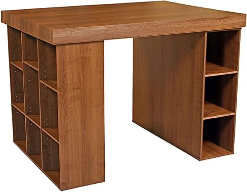 Project Center Desk with Bookcase and 3 Bin Cabinet-Oak