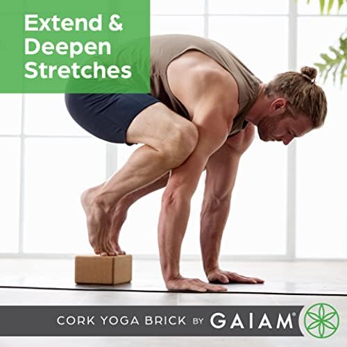 Gaiam Natural Cork Yoga Block, Non-Slip Brick for Pilates & Balance | 100% natural cork with non-slip grip & rounded edges. Eco-friendly foam alternative for yoga, Pilates, balance & meditation.