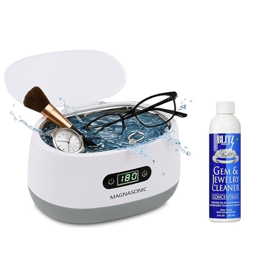 Magnasonic Ultrasonic Cleaner - 20oz Stainless Steel Tank, Digital Timer, 5 Cleaning Modes, Ultrasonic Jewelry Cleaner for All Jewelry, Eyeglasses, Watches, Dentures, Retainers & More
