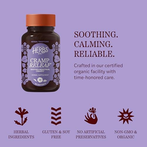 Herbs Etc. Cramp ReLeaf (Menstrual) Softgels - Cycle Support Supplement that Soothes Cramps - Black Haw