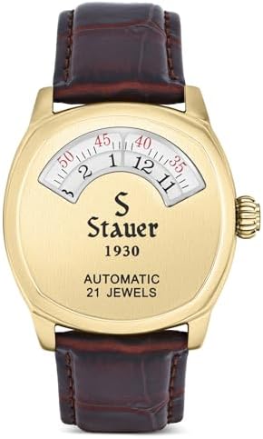Stauer 1930 Dashtronic Watch Cotswold Genuine Men's Automatic Watch with Leather Band and Stainless Steel Case 21-Jewel Movement and 3-ATM Water Resistant