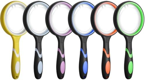 Leffis 3 Pack Magnifying Glass, 10X Reading Magnifier for Kids and Seniors