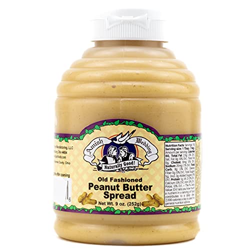 Amish Wedding Old Fashioned Peanut Butter Spread, 9 oz – Sweet Amish Peanut Butter with Marshmallow Flavor, Delicious on Ice Cream