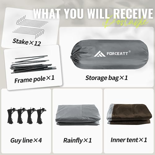 Forceatt Tent for 2 and 3 Person is Waterproof and Windproof, Camping Tent for 3 to 4 Seasons