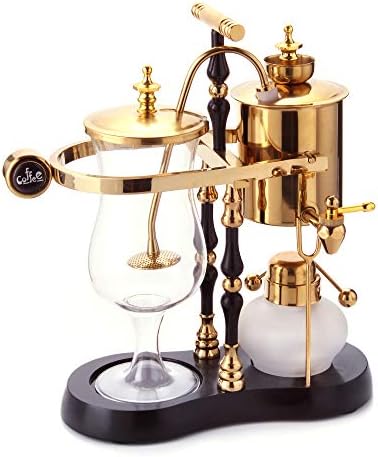 Diguo Belgian/Belgium Family Balance Siphon/Syphon Coffee Maker, Elegant Double Ridged Fulcrum with Tee Handle (Egyptian Black & Gold)
