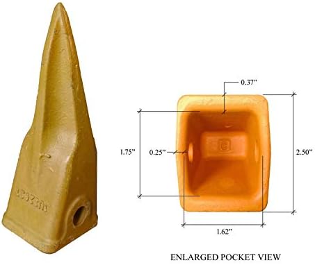 Backhoe Bucket Cat Style Tiger Teeth with pins & retainers, Set of 5, 1U3202TL