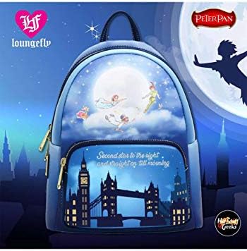 Loungefly Disney Peter Pan Second Star Glow Womens Double Strap Shoulder Bag Purse