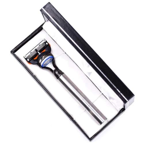 Parker Fusion Compatible Razor with 6 inch Long Stainless Steel Handle | Heavyweight Stainless Steel Handle