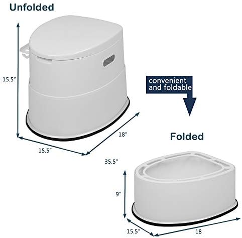 VINGLI Portable Toilet | Indoor Outdoor Commode w/Detachable Inner Bucket & Removable Paper Holder, Lightweight & Compact for Camping, Boat, Van