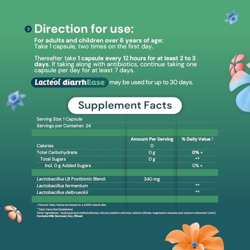 Lactéol diarrhEase Postbiotic, Helps with Occasional Diarrhea, 10 Count | Lactobacillus LB Postbioitic, Drug-Free Helps Restores Gut Microbiota Balance*, Ages 6+, Results Within One Day