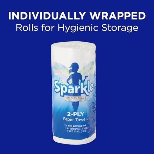 Sparkle Professional Series by Georgia-Pacific PRO 2-Ply Perforated Kitchen Paper Towel Rolls, Individually Wrapped, White, 11” x 8.8” (LxW), 70 Sheets/Roll, 30 Rolls/Case, 2717201