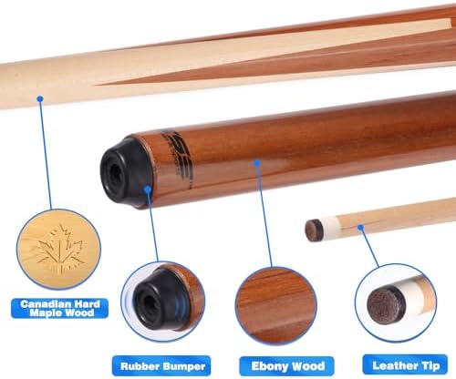 GSE 36"/42"/48"/52"/58" 1-Piece Canadian Maple Shorty Pool Cue Sticks | Solid Hardwood, Billiard House Bar Pool Cue Sticks for Beginners, Small Limited Tight Space Use