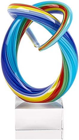 Badash Rainbow Murano-Style Art Glass Sculpture Centerpiece, 18 Inch | Murano-style art glass sculpture for tabletop decor, living rooms, offices, shelves, console tables and gifts