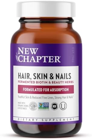 New Chapter Hair Skin & Nails Vitamins with Fermented Biotin+astaxanthin Vegetarian Capsule, 30 Count (Pack of 1)